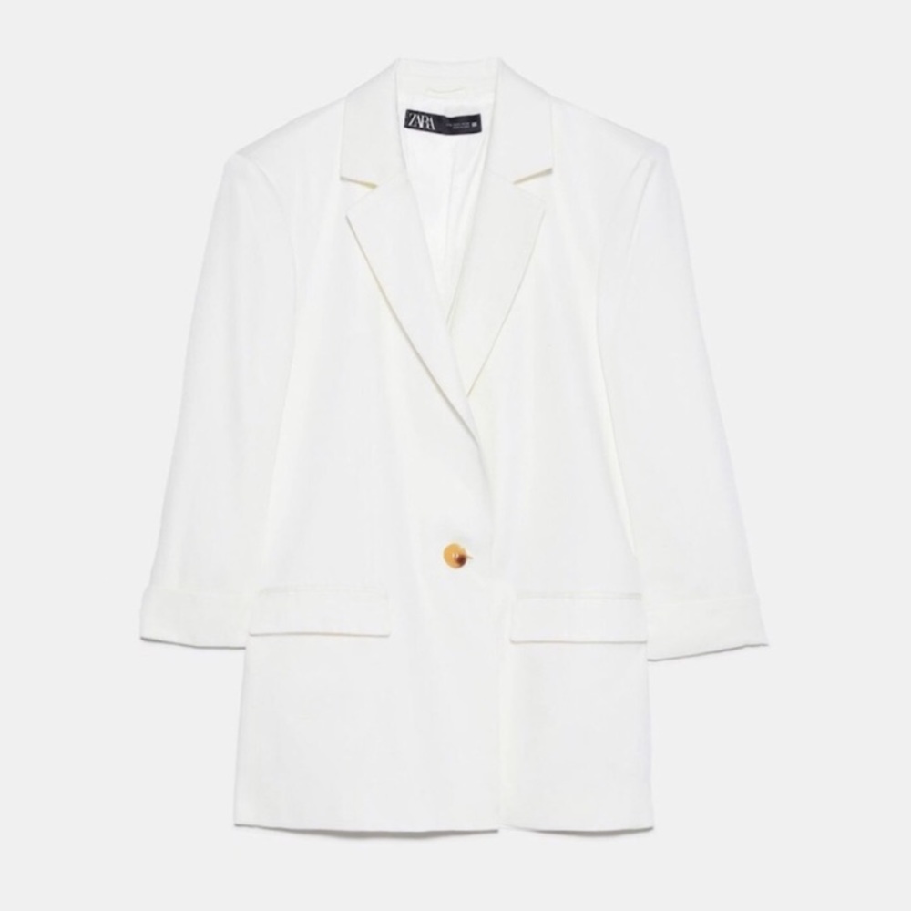 Zara Cuffed Sleeve One Button Blazer XL